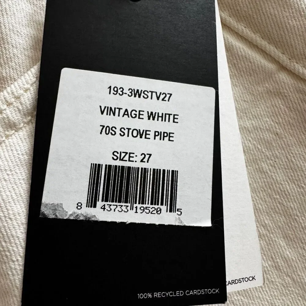 Re/Done 70’s Stove Pipe Straight Leg Jeans 27 White